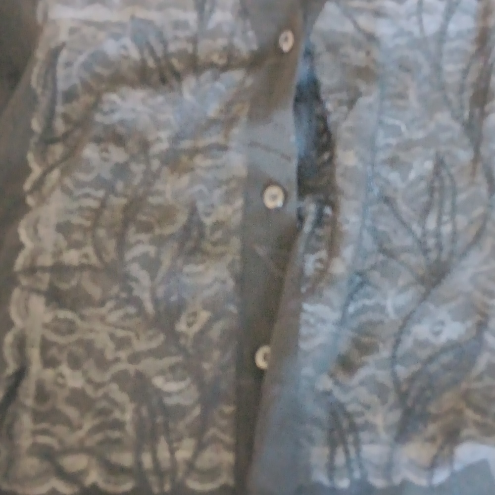 Evan Picone Black Sheer Embroidered Button Blouse Or Dinner Jacket.EUC - Picture 3 of 10